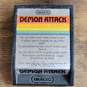 Magic Demon Attack Atari Game Cartridge - Black and Orange